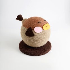 Fairela Pufferfish Scratcher Ball for Cats, Brown, 8.7 x 8.7 x 8.3-in