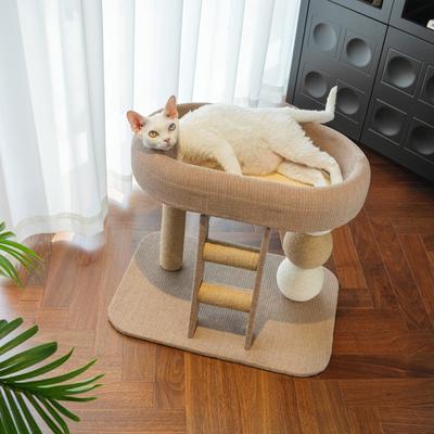 Show full view: Fairela Multi-Level Cat Climbing Tower with Natural Sisal Scratching Posts, Cooling Lounger Bed & Rope Ladder, Beige, 23 x 15.5 x 18.5-in slide 3 of 11