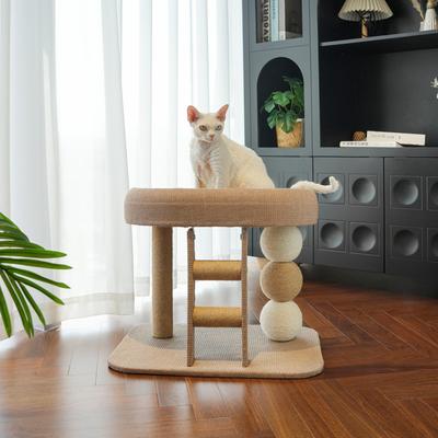 Show full view: Fairela Multi-Level Cat Climbing Tower with Natural Sisal Scratching Posts, Cooling Lounger Bed & Rope Ladder, Beige, 23 x 15.5 x 18.5-in slide 2 of 11