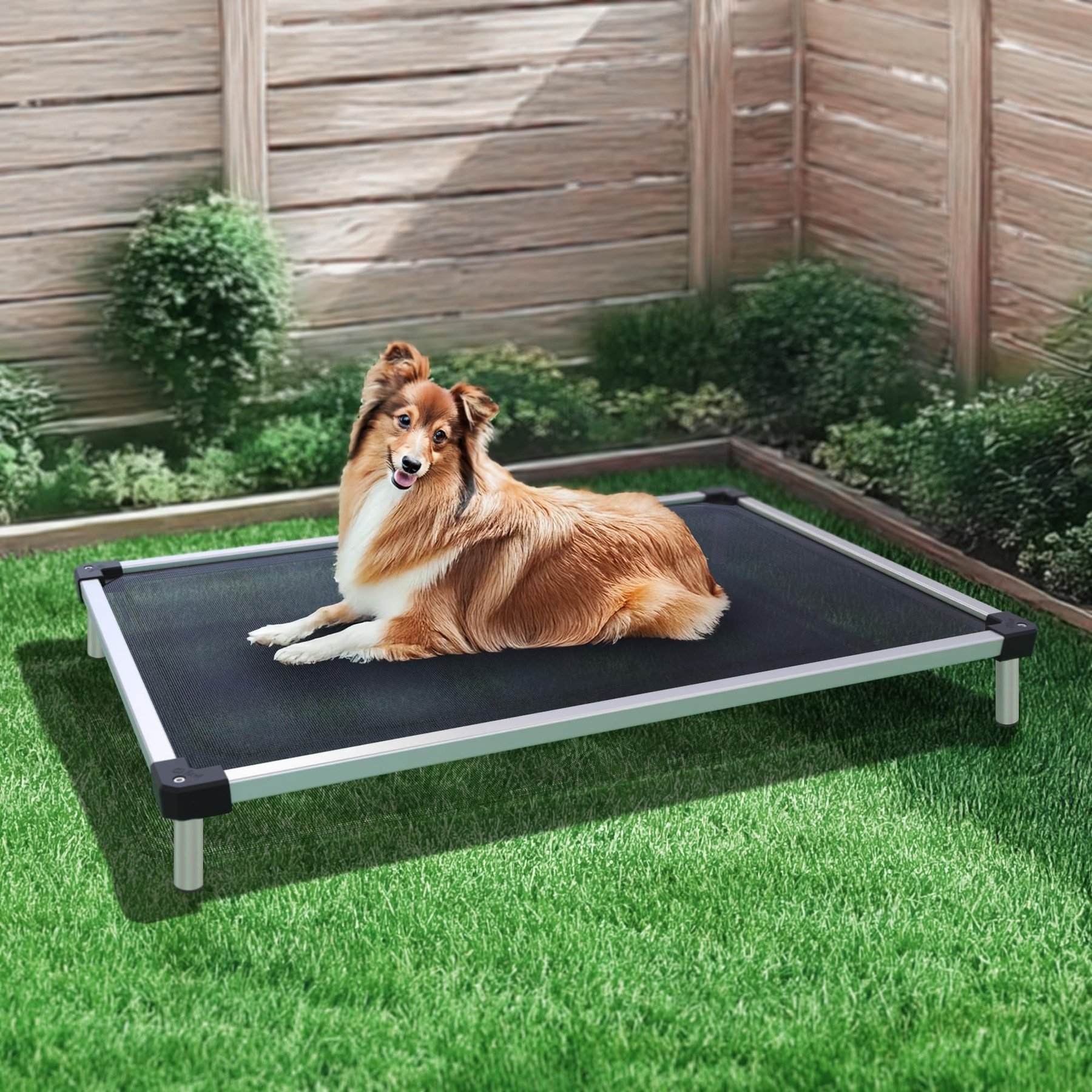 FXW TitanNest Cooling Chew-Proof Elevated Dog Bed, Black, Medium: 41-in