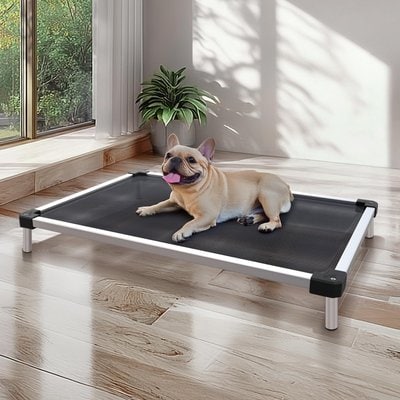 FXW FXW TitanNest Cooling Chew-Proof Elevated Dog Bed, Black, Medium: 35-in