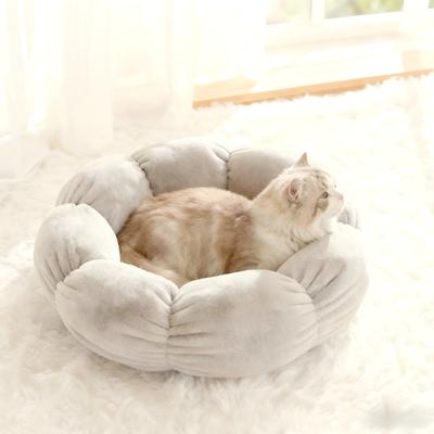 Show full view: Gapzer Flower-Shaped Indoor Cozy Plush Lounger Bolster Cat Bed, Grey, 21.6 x 21.6 x 6.3-in slide 9 of 9