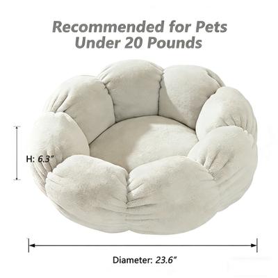 Show full view: Gapzer Flower-Shaped Indoor Cozy Plush Lounger Bolster Cat Bed, Grey, 21.6 x 21.6 x 6.3-in slide 2 of 9