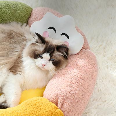 Show full view: Gapzer Flower-Shaped Indoor Cozy Plush Lounger Bolster Cat Bed, Multicolor, 23.6 x 23.6 x 6.3-in slide 8 of 9