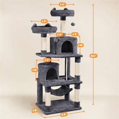 Show full view: Yaheetech 63-in Multi-Level Cat Tree, Dark Gray slide 3 of 6