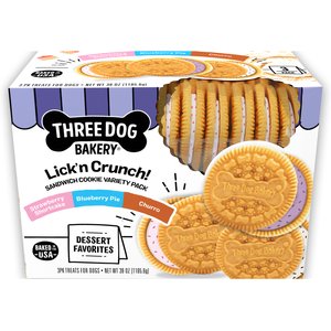Three Dog Bakery Lick’n Crunch Dessert Favorites Variety Pack Crunchy Dog Treats, 39-oz pack