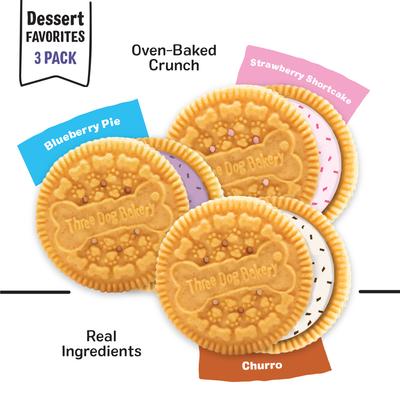 Show full view: Three Dog Bakery Lick’n Crunch Dessert Favorites Variety Pack Crunchy Dog Treats, 39-oz pack slide 4 of 8