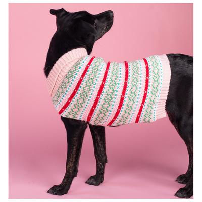 Show full view: Up Country Fair Isle Dog Sweater, Pink, Medium slide 2 of 4