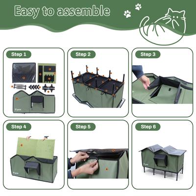 Show full view: LFC PETS Outdoor Kitty House Extra-Wide Cat Shelter, Green slide 9 of 9