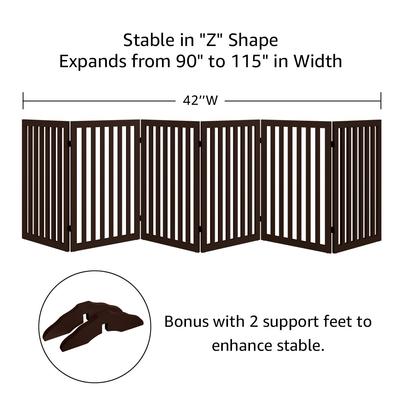 Show full view: Unipaws Free Standing Dog Gate, Espresso, 36-in, 6-panel slide 3 of 7