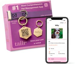 Tailr Classic QR Code Hanging Digital Pet Profile Personalized Dog & Cat ID Tag, Gold, Small slide 1 of 9