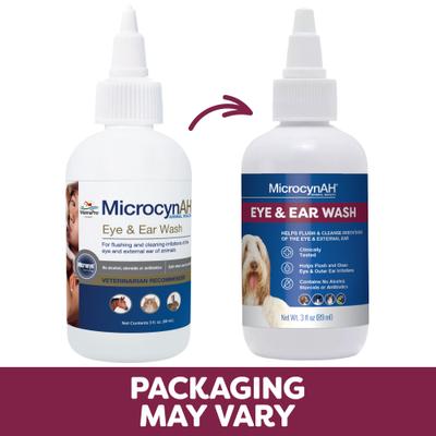 Show full view: Manna Pro MicrocynAH Ear & Eye Wash Pet Treatment, 3-fl oz bottle slide 6 of 7