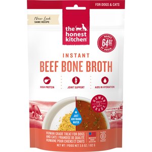 The Honest Kitchen Human Grade Daily Boosters Beef Bone Broth with Turmeric for Dogs, 3.6-oz jar