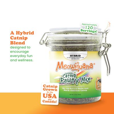 Show full view: Meowijuana Jar of Catnibas Catnip Pawty Mix with Lemongrass Cat Catnip, 60-g bag slide 5 of 8