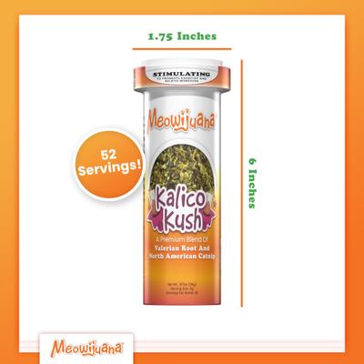 Show full view: Meowijuana Kalico Kush Catnip & Valerian Root Blend Catnip, 0.917-oz bottle slide 9 of 10
