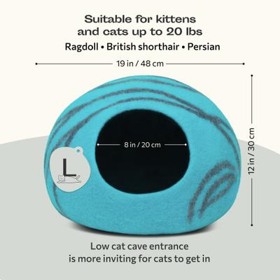 Show full view: Meowfia Premium Felt Cat Cave Bed, Medium, Aquamarine slide 3 of 11