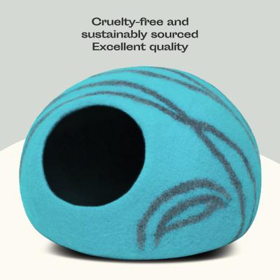 Show full view: Meowfia Premium Felt Cat Cave Bed, Medium, Aquamarine slide 8 of 11