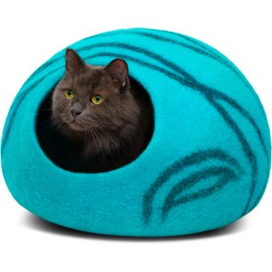 Meowfia Premium Felt Cat Cave Bed, Medium, Aquamarine