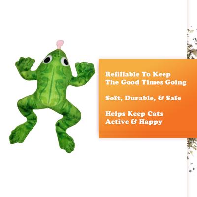 Show full view: Meowijuana Get Sprung Funny Frog Cat Plush Toy with Catnip slide 5 of 8