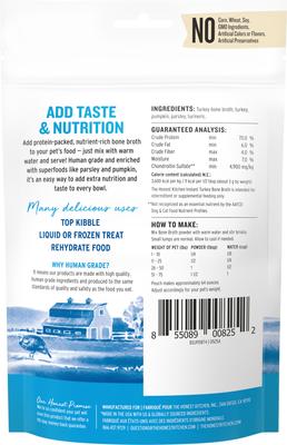 Show full view: The Honest Kitchen Human Grade Daily Boosters Turkey Bone Broth with Turmeric for Dogs, 3.6-oz jar slide 3 of 12