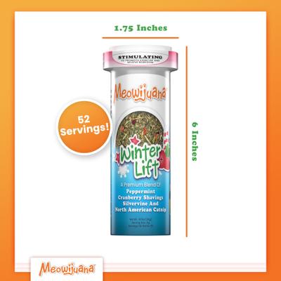 Show full view: Meowijuana Winter Lift Peppermint, Cranberry, Silvervine, & Catnip Blend Catnip, 26-g jar slide 7 of 8