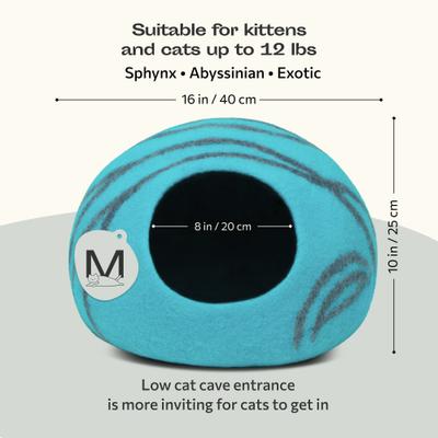 Show full view: Meowfia Premium Felt Cat Cave Bed, Medium, Aquamarine slide 4 of 11