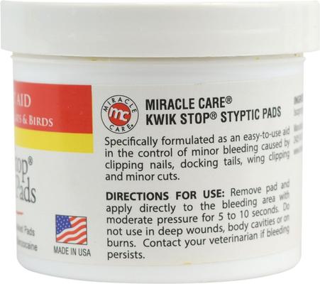 Show full view: Miracle Care Kwik Stop Styptic Pads for Dogs, Cats & Birds, 90 count slide 3 of 11