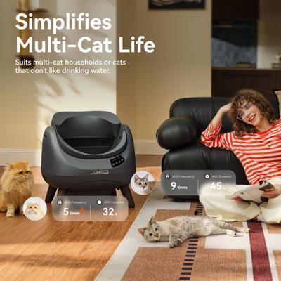 Show full view: CATLINK Open-X Self-Cleaning Automatic Cat Litter Box with Anti-Pinch Protection, 23.43 x 23.03 x 21.06-in slide 4 of 10