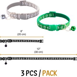 VilaNylon Breakaway Adjustable Cat Collar with Bell, Green, 8 to 12-in neck, 3 count slide 2 of 3