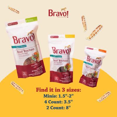 Show full view: Bravo! Bag-O-Chews 8" Beef Trachea Chews Dry-Roasted Dog Treats, 2 count slide 9 of 10
