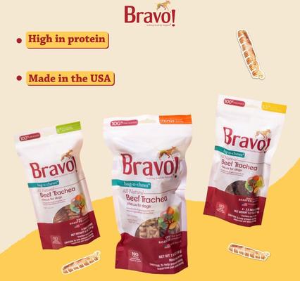 Show full view: Bravo! Bag-O-Chews Beef Trachea Minis Dry-Roasted Dog Treats, 7-oz bag slide 8 of 10