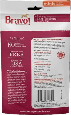 Show full view: Bravo! Bag-O-Chews Beef Trachea Minis Dry-Roasted Dog Treats, 7-oz bag slide 3 of 10