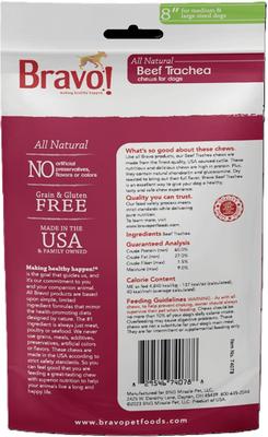 Show full view: Bravo! Bag-O-Chews 8" Beef Trachea Chews Dry-Roasted Dog Treats, 2 count slide 3 of 10