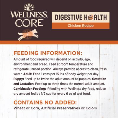 Show full view: Wellness CORE Digestive Health Chicken Recipe Grain-Free Wet Dog Food, 13-oz can, case of 12 slide 7 of 10
