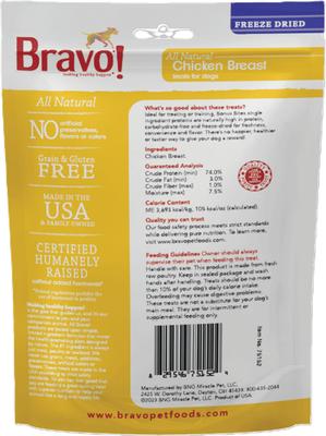 Show full view: Bravo! Bonus Bites Chicken Breast Freeze-Dried Dog Treats, 3-oz bag slide 3 of 11