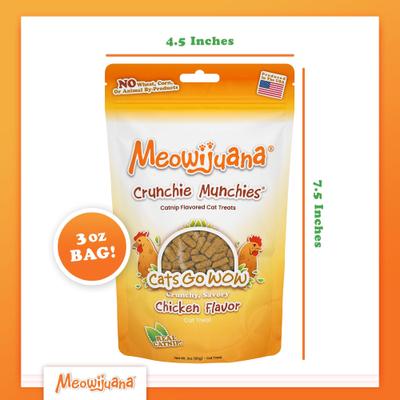 Show full view: Meowijuana Crunchie Munchie Chicken Flavored Catnip Crunchy Cat Treats, 3-oz bag slide 6 of 11