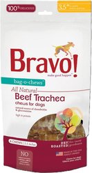 Bravo! Bag-O-Chews 3.5" Beef Trachea Chews Dry-Roasted Dog Treats, 4 count