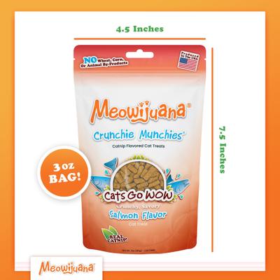 Show full view: Meowijuana Crunchie Munchies Salmon Flavored Cat Treats, 3-oz bag slide 6 of 8