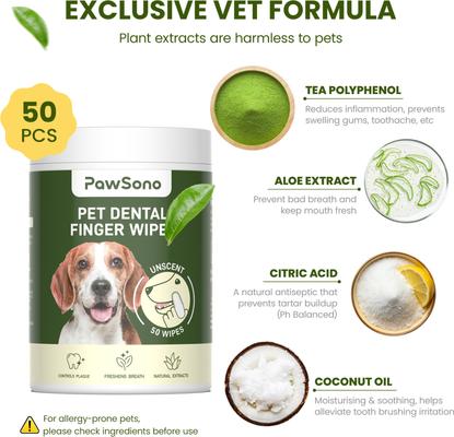 Show full view: PawSono Dog & Cat Finger Dental Wipes, 50 count slide 4 of 10