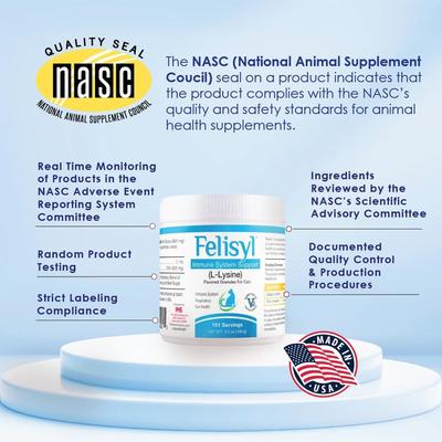 Show full view: Felisyl L-Lysine Granules Immune System Support, Salmon Flavor for Cats, 3.5-oz jar slide 10 of 12