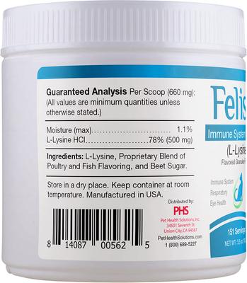 Show full view: Felisyl L-Lysine Granules Immune System Support, Salmon Flavor for Cats, 3.5-oz jar slide 3 of 12