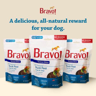 Show full view: Bravo! Bonus Bites Duck Feet Dry-Roasted Freeze-Dried Dog Treats, 5-oz bag slide 4 of 10