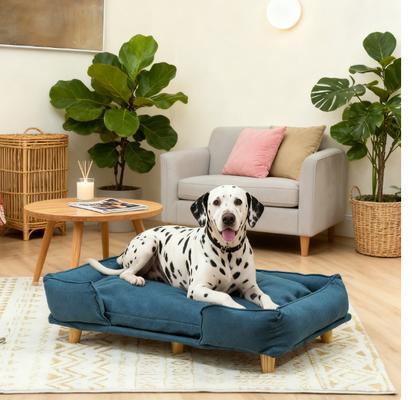 Show full view: Bencmate Elevated Sofa Dog Bed with Removable Cushion, Blue slide 6 of 8