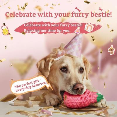 Show full view: Petopia Pineapple Chewable Dog Toy, Pink/ Green, Large slide 5 of 11