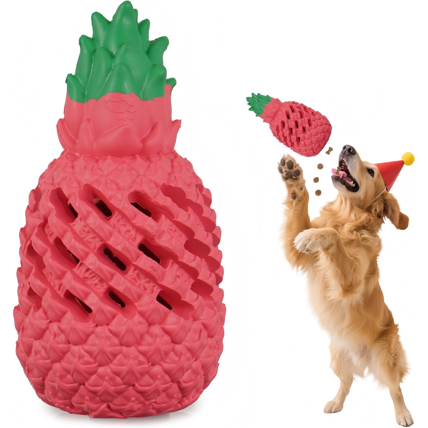 Petopia Pineapple Chewable Dog Toy, Pink/ Green, Medium