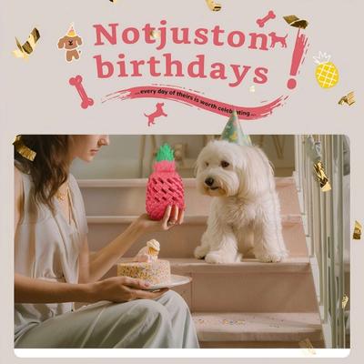 Show full view: Petopia Pineapple Chewable Dog Toy, Pink/ Green, Large slide 6 of 11