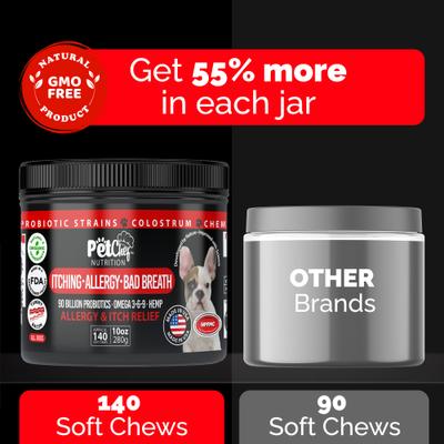 Show full view: Pet Chef All Natural Omega 3, Salmon Oil & Bacon Flavored Soft Chew Allergy Support Supplement for Dogs, 10-oz jar, 140 count slide 4 of 11