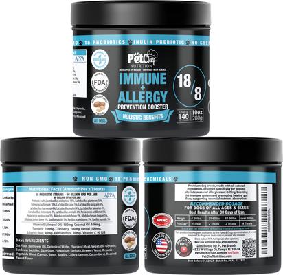 Show full view: Pet Chef All Natural Omega 3, Salmon Oil & Peanut Butter Flavored Soft Chew Allergy Support Supplement for Dogs, 10-oz jar, 140 count slide 3 of 9