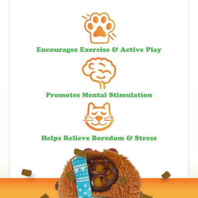 Show full view: Meowijuana Christmas Knock 'N' Nibble Winter Buddy Plush Cat Toy with Catnip, Brown/Blue, Small slide 6 of 9