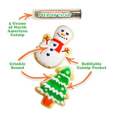 Show full view: Meowijuana Christmas Get Frosted Sugar Cookie Plush Cat Toy with Catnip, Multicolor, Small, 2 count slide 3 of 9